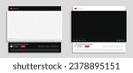 video player mockup. web video frame template. channel video screen mockup. vector illustration