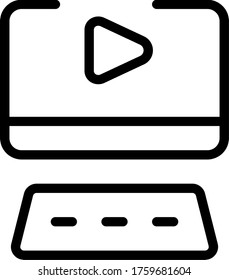 video player monitor icon vector for web and apps