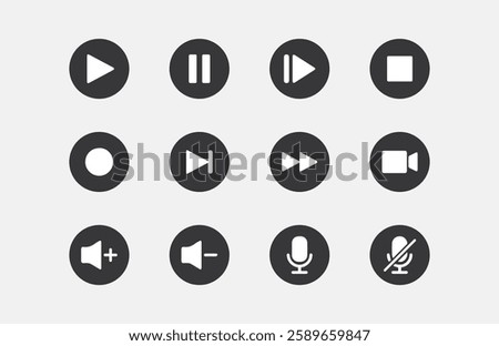 Video player, multimedia button icon set