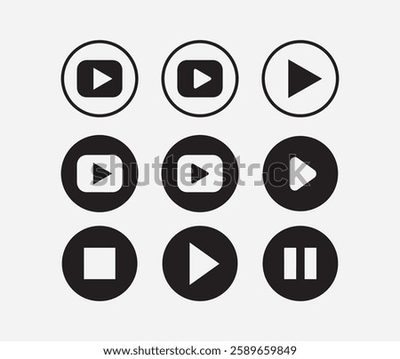 Video player, multimedia button icon set