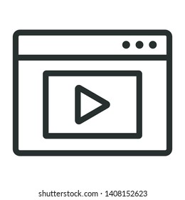 video player on browser - minimal line web icon. simple vector illustration. concept for infographic, website or app.