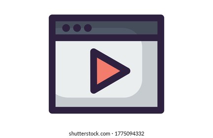 Reproductor de vídeo en el explorador imagen vectorial de la línea de página multimedia