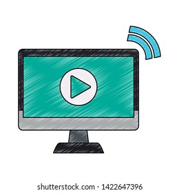 Video player on computer vector illustration graphic design