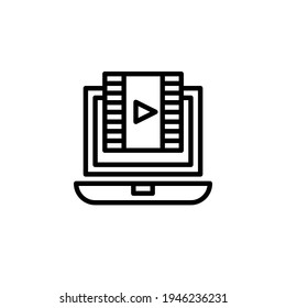 Video player on pc icon with line style