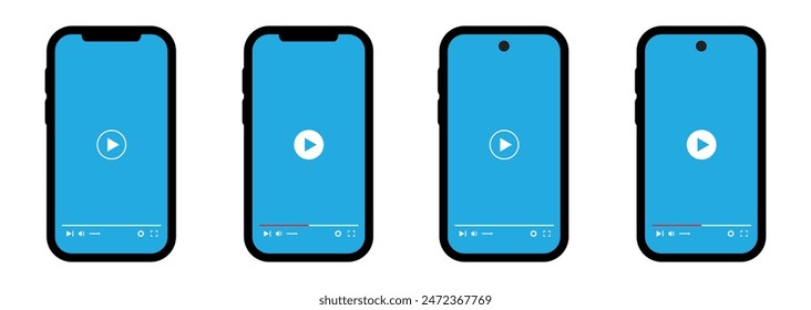 Video Player auf dem Telefonbildschirm Vorlage Symbol. Multimedia-Player-Vorlage-Symbol, Vektorillustration