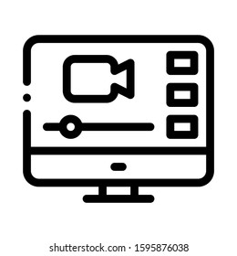 Video Player On Screen Icon Vector. Outline Video Player On Screen Sign. Isolated Contour Symbol Illustration