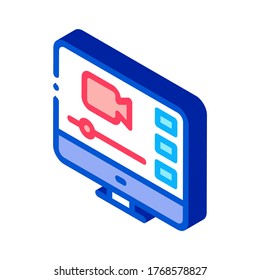 Video Player On Screen Icon Vector. Isometric Video Player On Screen sign. color isolated symbol illustration