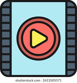 Video Player Outline Filled Style Icon