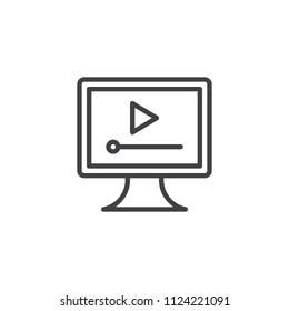Video player outline icon. linear style sign for mobile concept and web design. Computer PC Video Play simple line vector icon. Symbol, logo illustration. Pixel perfect vector graphics