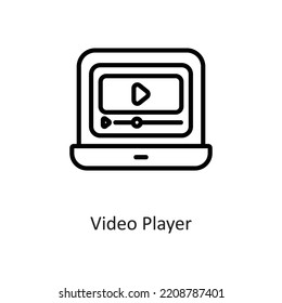Video player Outline Vector Icon Design illustration on White background. EPS 10 File