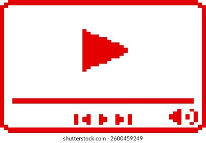 Video player pixel art icon. Social media sign.