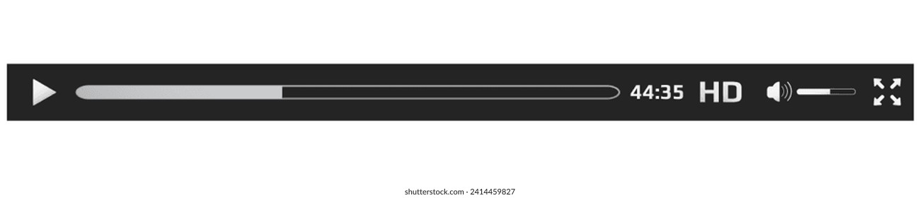 Interfaz de diseño de barra de reproducción de vídeo. Reproductor multimedia con vector de icono del botón de reproducción
