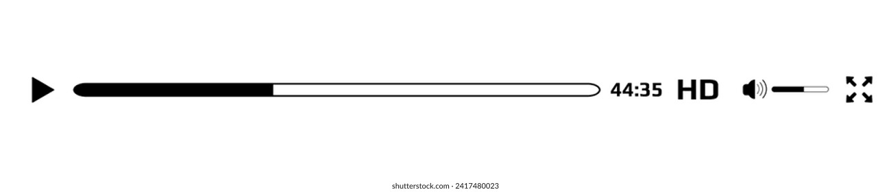 Video player play bar design interface. Media player with play button icon vector