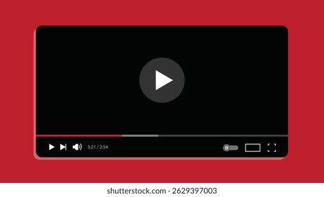 Reprodutor de vídeo com botão de reprodução na tela do tablet. ilustração de stock. Eps 10