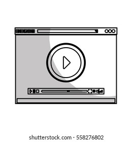 video player with play button over white background. entertainment and technology design. vector illustration
