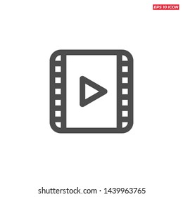 video player play media icon line outline black white vector design