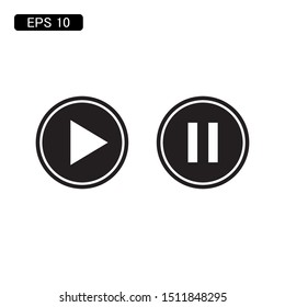 video player, play and pause button icon vector illustration logo template