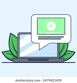 Video player with playlist, video player line icons collection. Close the online player, red cross, see some videos. Watch the concept video. Vector illustration for web and app design.