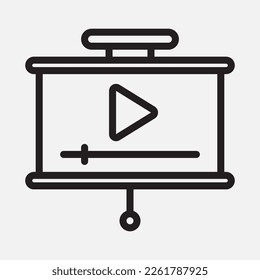 Video player presentation icon in line style, use for website mobile app presentation
