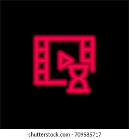 Video player red glowing neon ui ux icon. Glowing sign logo vector