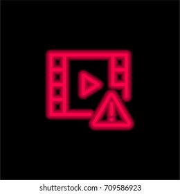 Video player red glowing neon ui ux icon. Glowing sign logo vector