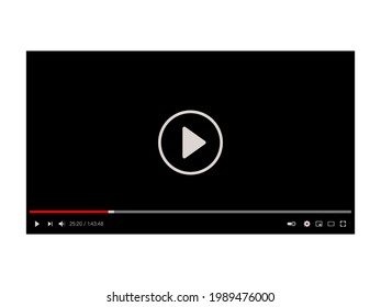 Video player. The screen is black with elements of volume settings, window size, playback speed, picture quality. Vector graphics.