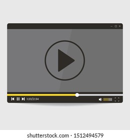 video player screen interface template vector