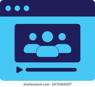 Video reproductor en estilo plano de icono SEO con color azul