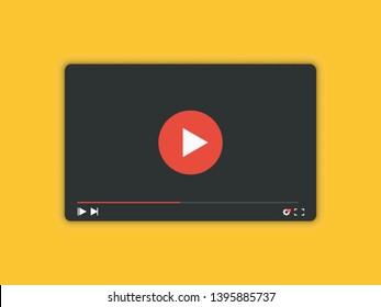 Video player with shadow for web and mobile apps. Video player interface background - vector illustration