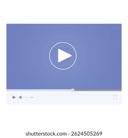 Video player is showing a play button and playback controls on a blue screen