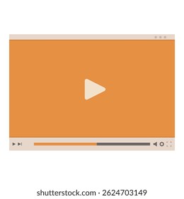 Video player is showing a streaming bar and play button on an orange background