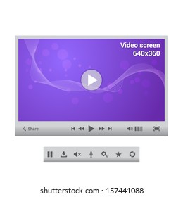 Video player - silver theme with abstract wallpaper - symbols - website element