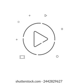 Video, player simple vector line icon. Symbol, pictogram, sign isolated on white background. Editable stroke. Adjust line weight.
