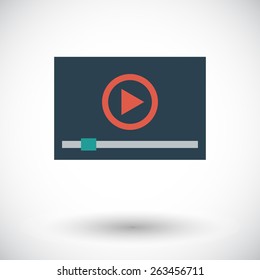 Video player. Single flat icon on white background. Vector illustration.