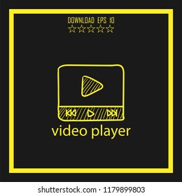 video player sketch vector icon