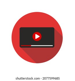 Video Player Social Media Flat Design Icon with Side Shadow
