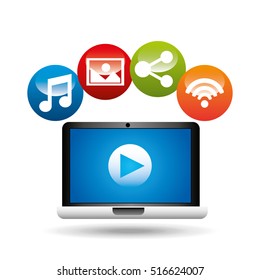 video player social media icons design vector illustration eps 10