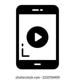 Video player symbol inside mobile phone vector icon