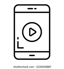 Símbolo de reproductor de vídeo dentro del icono vector del teléfono móvil
