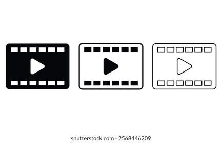 Video player symbol. Play button set. Design play video icon collection. isolated on transparent background. 