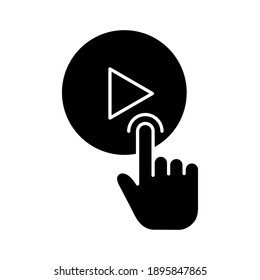 Video-Player, tippen Sie auf, klicken Sie auf Symbol Vektorbild. Kann auch für die Kommunikation verwendet werden. Geeignet für den Einsatz in Web-Apps, mobilen Apps und Printmedien.