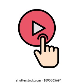 Video player, tap, click icon vector image. Can also be used for communication. Suitable for use on web apps, mobile apps and print media.