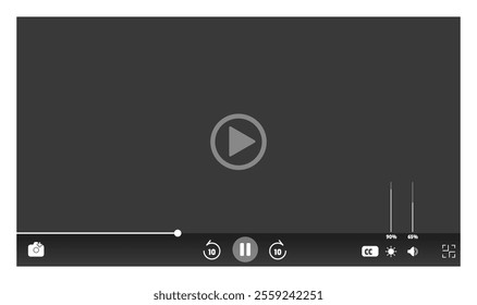 Video player template interface. Video hosting mockup, social media concept. Web video channel or mobile app. Desktop live stream