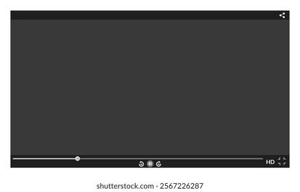 Video player template interface. Video hosting mockup, social media concept. Web video channel or mobile app. Desktop live stream