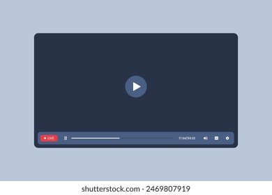 Video player template interface, Social media concept, Website video player mockup