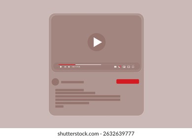 Interface de modelo de reprodutor de vídeo, conceito de mídia social, Site vídeo player mockup