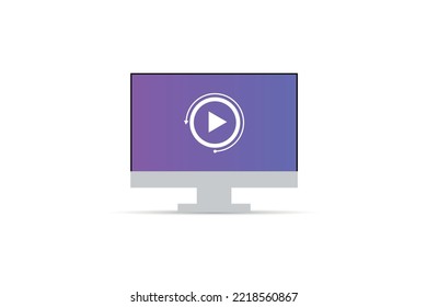 Video player template isolated on tv screen background