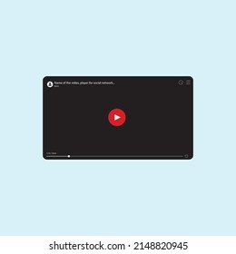 Plantilla de reproductor de vídeo para pantalla negra móvil con botón rojo redondo y línea de tiempo.