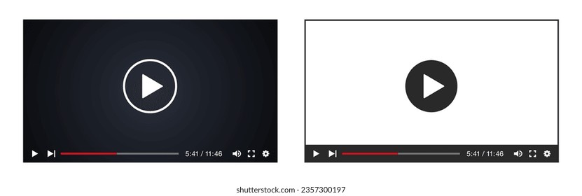 Video player template with play button. Vector illustration material sets