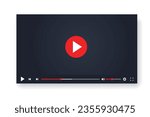 Video player template for web or mobile apps. youtube player vector illustration. flat design